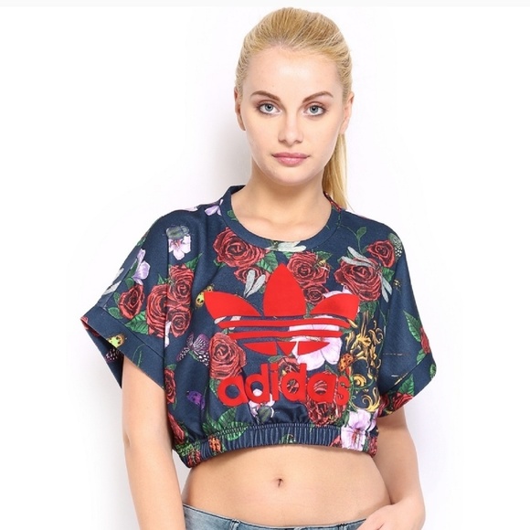 adidas floral crop top